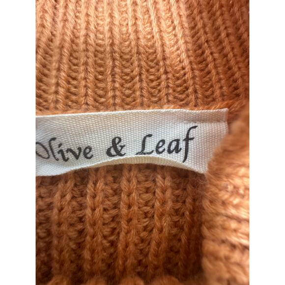 Olive & Leaf Womens Sz Large Cropped Knit Long Sleeve Sweater Rust Oversized - Picture 4 of 8
